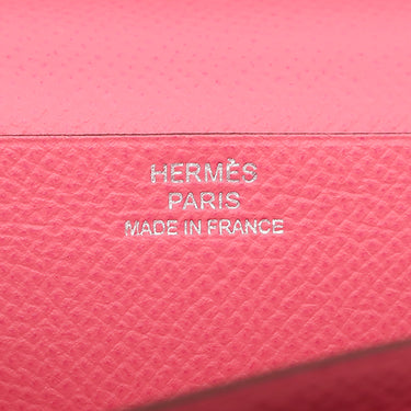 エルメス HERMES ベアンスフレ ヴェルソ アプリコット×ローズアザレ ヴォーエプソン 長財布 シルバー金具 ピンク バイカラー 二つ折財布