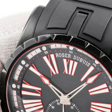 腕時計 ロジェデュブイ ROGER DUBUIS エクスカリバー 45 DBEX0567 自動巻き メンズ DLC加工 ブラック ローマン デイト スモールセコンド