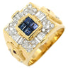 ノンブランド NON BRAND ブルーサファイア ルビー ダイヤ 印台リング イエローゴールド K18YG サファイア ルビー ダイヤモンド リング 指輪 青 ブルー スクエア 馬 スクエアバケットミックスカット 20号