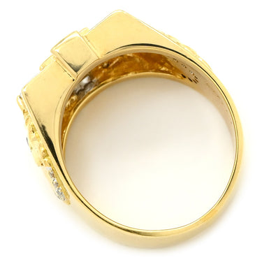 ノンブランド NON BRAND ブルーサファイア ルビー ダイヤ 印台リング イエローゴールド K18YG サファイア ルビー ダイヤモンド リング 指輪 青 ブルー スクエア 馬 スクエアバケットミックスカット 20号