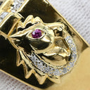 ノンブランド NON BRAND ブルーサファイア ルビー ダイヤ 印台リング イエローゴールド K18YG サファイア ルビー ダイヤモンド リング 指輪 青 ブルー スクエア 馬 スクエアバケットミックスカット 20号