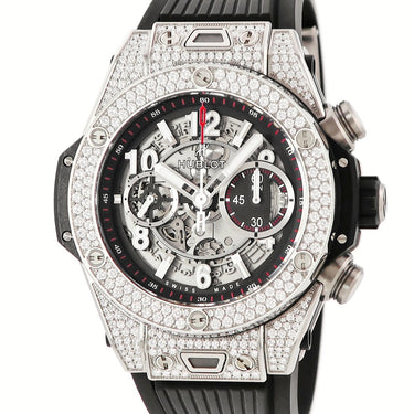 腕時計 ウブロ HUBLOT ビッグバン ウニコ チタニウム パヴェ 411.NX.1170.RX.1704 自動巻き メンズ 純正ダイヤ スケルトン