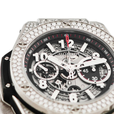 腕時計 ウブロ HUBLOT ビッグバン ウニコ チタニウム パヴェ 411.NX.1170.RX.1704 自動巻き メンズ 純正ダイヤ スケルトン