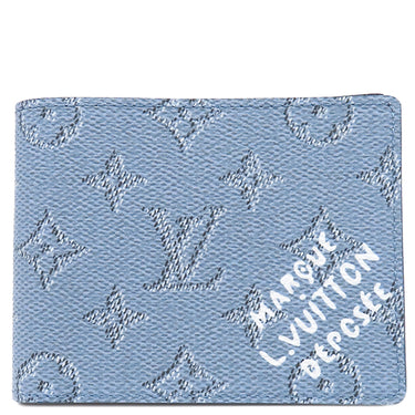 ルイヴィトン LOUIS VUITTON ポルトフォイユ ミュルティプル M14691 ブルー モノグラムヘリテージキャンバス 二つ折り財布 青