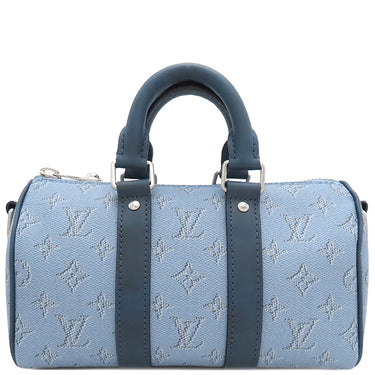 ルイヴィトン LOUIS VUITTON キーポル バンドリエール25 M14681 ブルー モノグラムヘリテージ キャンバス 2WAYバッグ シルバー金具 青 ショルダー