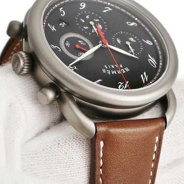 腕時計 エルメス HERMES アルソー クロノグラフ AR3.941.330 自動巻き メンズ ブラック アラビア デイト スモールセコンド チタン