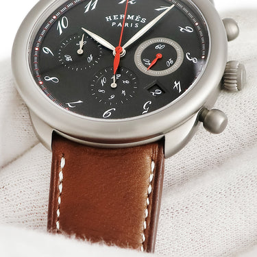 腕時計 エルメス HERMES アルソー クロノグラフ AR3.941.330 自動巻き メンズ ブラック アラビア デイト スモールセコンド チタン