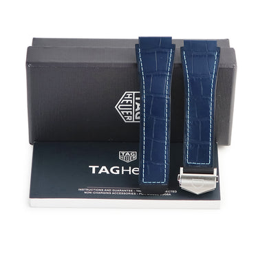 タグホイヤー TAG Heuer 純正 SBG8A コネクテッド用 ラバーバンド ブルー ラバー ステンレススチール 腕時計パーツ 替え ベルト ストラップ 純正バックル付き 型押し 26mm ブルー 青