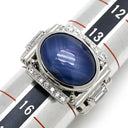 ノンブランド NON BRAND スターサファイア ダイヤリング プラチナシルバー Pt900 サファイア ダイヤモンド リング 指輪 青 カボションカット 14号