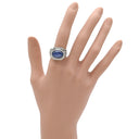 ノンブランド NON BRAND スターサファイア ダイヤリング プラチナシルバー Pt900 サファイア ダイヤモンド リング 指輪 青 カボションカット 14号