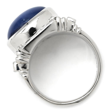 ノンブランド NON BRAND スターサファイア ダイヤリング プラチナシルバー Pt900 サファイア ダイヤモンド リング 指輪 青 カボションカット 14号