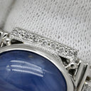 ノンブランド NON BRAND スターサファイア ダイヤリング プラチナシルバー Pt900 サファイア ダイヤモンド リング 指輪 青 カボションカット 14号