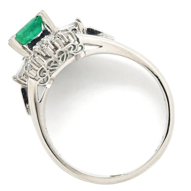 ノンブランド NON BRAND エメラルド ダイヤモンド リング プラチナシルバー Pt900 エメラルド ダイヤモンド リング 指輪 グリーン 緑 スクエア 16号