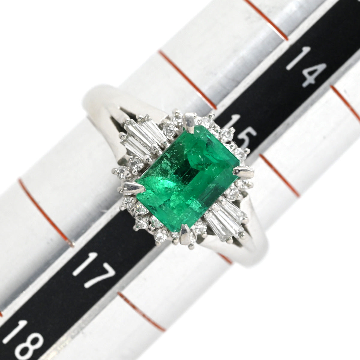 ノンブランド NON BRAND エメラルド ダイヤモンド リング プラチナ