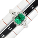 ノンブランド NON BRAND エメラルド ダイヤモンド リング プラチナシルバー Pt900 エメラルド ダイヤモンド リング 指輪 グリーン 緑 スクエア 16号