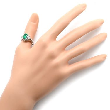 ノンブランド NON BRAND エメラルド ダイヤモンド リング プラチナシルバー Pt900 エメラルド ダイヤモンド リング 指輪 グリーン 緑 スクエア 16号