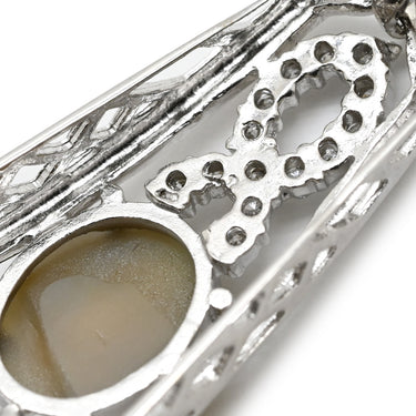 ノンブランド NON BRAND クリソベリル キャッツアイ ダイヤ ホワイトゴールド K18WG クリソベリルキャッツアイ ダイヤモンド ペンダントトップ 18K 18金 ネックレストップ 天然石 オーバル 猫目石