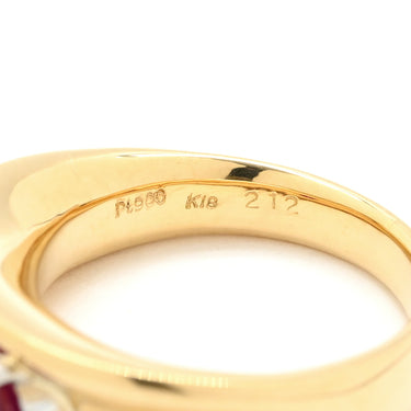 ノンブランド NON BRAND ルビー リング イエローゴールド K18YG Pt900 ルビー リング 指輪 レッド 赤 ビルマ産 12号
