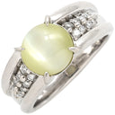 ノンブランド NON BRAND キャッツアイ ダイヤリング プラチナシルバー Pt900 クリソベリルキャッツアイ ダイヤモンド リング 指輪 猫目石 シャトヤンシー 12.5号