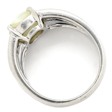 ノンブランド NON BRAND キャッツアイ ダイヤリング プラチナシルバー Pt900 クリソベリルキャッツアイ ダイヤモンド リング 指輪 猫目石 シャトヤンシー 12.5号