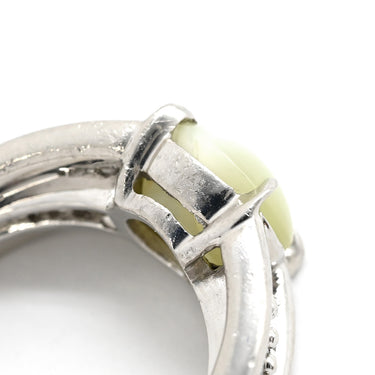 ノンブランド NON BRAND キャッツアイ ダイヤリング プラチナシルバー Pt900 クリソベリルキャッツアイ ダイヤモンド リング 指輪 猫目石 シャトヤンシー 12.5号