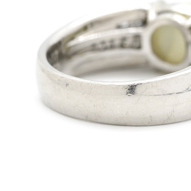 ノンブランド NON BRAND キャッツアイ ダイヤリング プラチナシルバー Pt900 クリソベリルキャッツアイ ダイヤモンド リング 指輪 猫目石 シャトヤンシー 12.5号