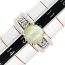 ノンブランド NON BRAND キャッツアイ ダイヤリング プラチナシルバー Pt900 クリソベリルキャッツアイ ダイヤモンド リング 指輪 猫目石 シャトヤンシー 12.5号