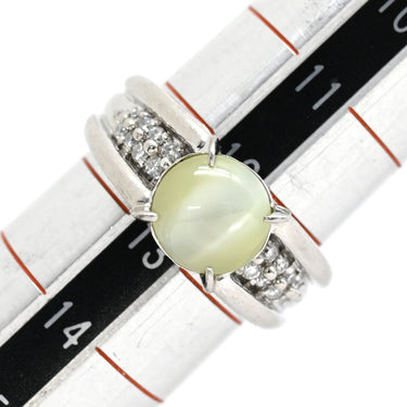 ノンブランド NON BRAND キャッツアイ ダイヤリング プラチナシルバー Pt900 クリソベリルキャッツアイ ダイヤモンド リング 指輪 猫目石 シャトヤンシー 12.5号