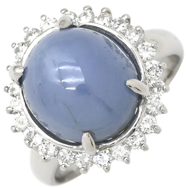 ノンブランド NON BRAND スターサファイア ダイヤリング プラチナシルバー Pt900 サファイア ダイヤモンド リング 指輪 青 16号