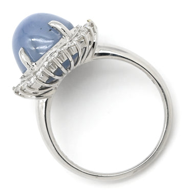 ノンブランド NON BRAND スターサファイア ダイヤリング プラチナシルバー Pt900 サファイア ダイヤモンド リング 指輪 青 16号