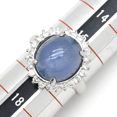 ノンブランド NON BRAND スターサファイア ダイヤリング プラチナシルバー Pt900 サファイア ダイヤモンド リング 指輪 青 16号