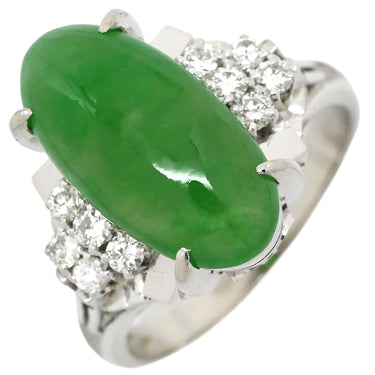 ノンブランド NON BRAND ヒスイ ダイヤリング プラチナシルバー Pt900 ヒスイ ダイヤモンド リング 指輪 翡翠 グリーン PM900 11号