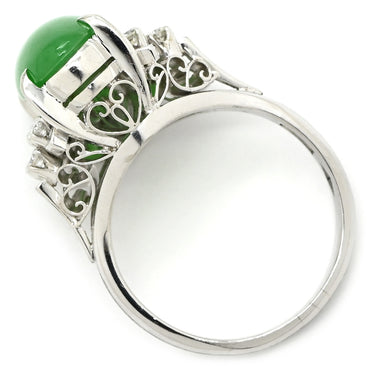 ノンブランド NON BRAND ヒスイ ダイヤリング プラチナシルバー Pt900 ヒスイ ダイヤモンド リング 指輪 翡翠 グリーン PM900 11号