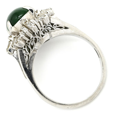 ノンブランド NON BRAND ヒスイ ダイヤリング プラチナシルバー Pt900 ヒスイ ダイヤモンド リング 指輪 翡翠 グリーン カボションカット 13.5号