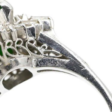 ノンブランド NON BRAND ヒスイ ダイヤリング プラチナシルバー Pt900 ヒスイ ダイヤモンド リング 指輪 翡翠 グリーン カボションカット 13.5号