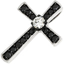 ノンブランド NON BRAND クロス ダイヤ ホワイトゴールド K18WG ダイヤモンド ブラックダイヤモンド ペンダントトップ 黒 十字架 ネックレストップ