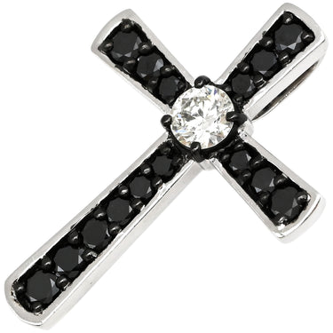 ノンブランド NON BRAND クロス ダイヤ ホワイトゴールド K18WG ダイヤモンド ブラックダイヤモンド ペンダントトップ 黒 十字架 ネックレストップ