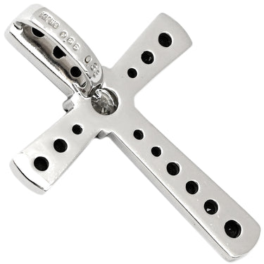 ノンブランド NON BRAND クロス ダイヤ ホワイトゴールド K18WG ダイヤモンド ブラックダイヤモンド ペンダントトップ 黒 十字架 ネックレストップ