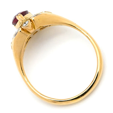 ノンブランド NON BRAND ルビー ダイヤ リング イエローゴールド K18YG ルビー ダイヤモンド リング 指輪 Au750 18K 18金 レッド 赤 12号