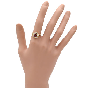 ノンブランド NON BRAND ルビー ダイヤ リング イエローゴールド K18YG ルビー ダイヤモンド リング 指輪 Au750 18K 18金 レッド 赤 12号