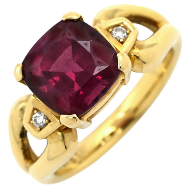 TASAKI TASAKI パープル×イエローゴールド K18YG ダイヤモンド ガーネット リング 指輪 TASAKI Au750 18K 18金 ダイヤ ガーネット スクエア ワインレッド 赤 10号