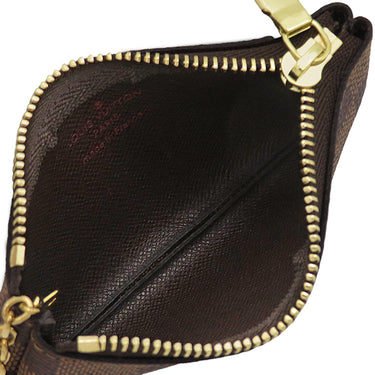 ルイヴィトン LOUIS VUITTON カードキーケース ポシェット クレ N62658 ダミエエベヌ ダミエキャンバス コインケース ゴールド金具 小銭入れ 茶 キーチェーン付き