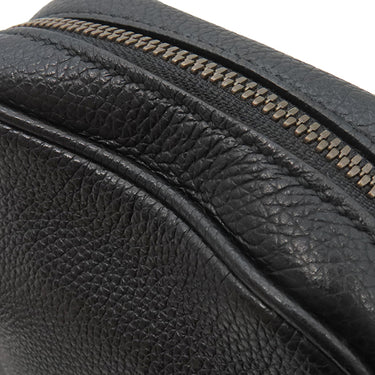 グッチ GUCCI ロゴ プリント 574803 ブラック レザー ショルダーバッグ ゴールド金具 黒 ミニ