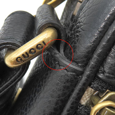 グッチ GUCCI ロゴ プリント 574803 ブラック レザー ショルダーバッグ ゴールド金具 黒 ミニ