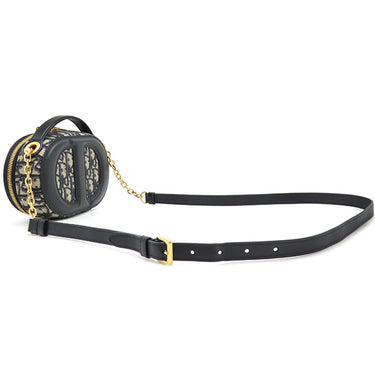 クリスチャン・ディオール Christian Dior オーバル カメラバッグ S2201UTZQ ネイビー レザー オブリークジャカード 2WAYバッグ ゴールド金具 CD Signature オブリーク 紺
