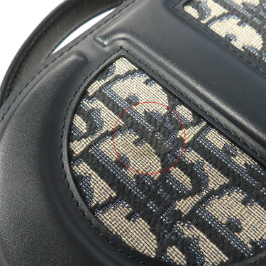 クリスチャン・ディオール Christian Dior オーバル カメラバッグ S2201UTZQ ネイビー レザー オブリークジャカード 2WAYバッグ ゴールド金具 CD Signature オブリーク 紺