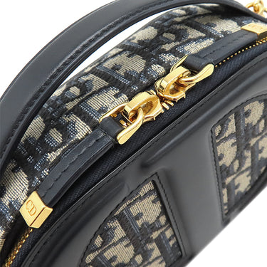 クリスチャン・ディオール Christian Dior オーバル カメラバッグ S2201UTZQ ネイビー レザー オブリークジャカード 2WAYバッグ ゴールド金具 CD Signature オブリーク 紺