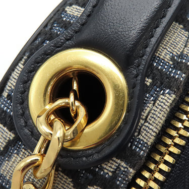 クリスチャン・ディオール Christian Dior オーバル カメラバッグ S2201UTZQ ネイビー レザー オブリークジャカード 2WAYバッグ ゴールド金具 CD Signature オブリーク 紺