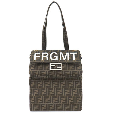 フェンディ FENDI ズッカ バゲット フォールダブル 8BH418 ブラウン キャンバス ショルダーバッグ シルバー金具 茶 フラグメントコラボ ハンドバッグ トート