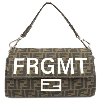 フェンディ FENDI ズッカ バゲット フォールダブル 8BH418 ブラウン キャンバス ショルダーバッグ シルバー金具 茶 フラグメントコラボ ハンドバッグ トート